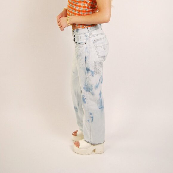Vintage 90s Levis Hand Drawn Jeans (7) light wash acid wash diy distressed 522 - Picture 2 of 10